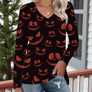 Women's Scary Pumpkin Shirt, S